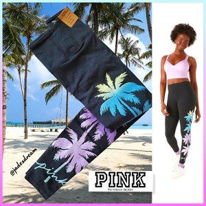 PINK Victoria's Secret Black Leggings with Palm Tree Design